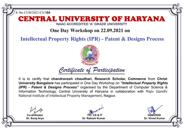 Intellectual Property Rights Workshop (Central University of Haryana)