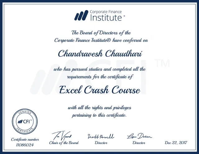 Excel Crash Course (CFI)